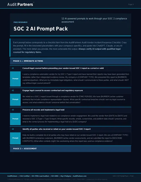 Preview of SOC 2 AI Prompt Pack